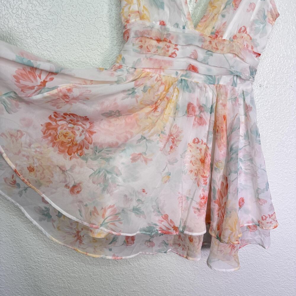 Abercrombie & Fitch Dress Womens Small Flirty Drama Floral Pastel Chiffon Mini - Picture 7 of 13